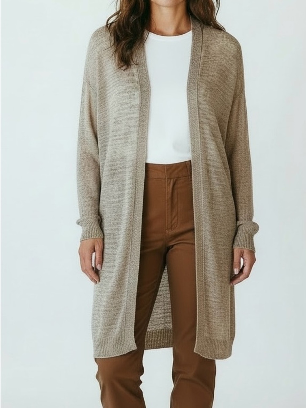 United Colors of Benetton Light Taupe Open-Front Long Cardigan - Women Size XS-S